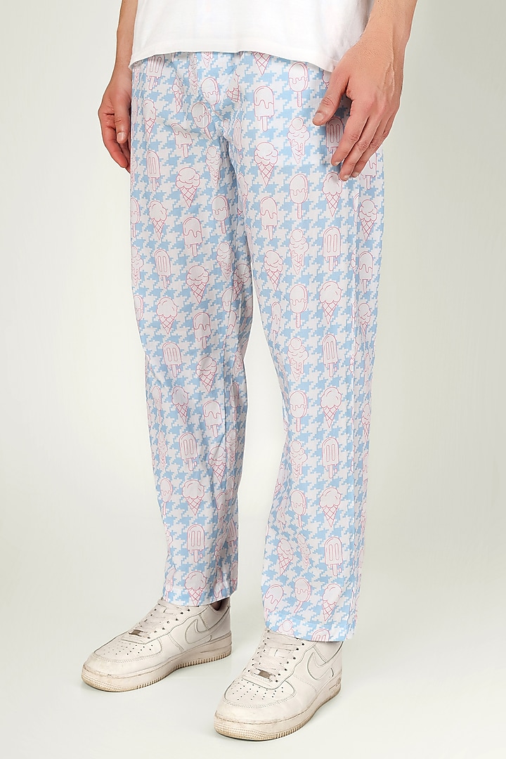 Blue Organic Cotton Pyjama Pants by THE PINK ELEPHANT MEN