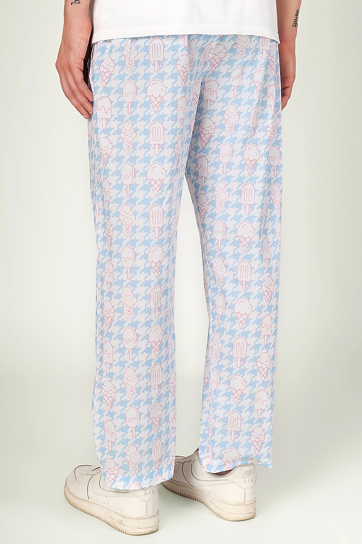 Blue Organic Cotton Pyjama Pants by THE PINK ELEPHANT MEN at Pernia's Pop Up Shop