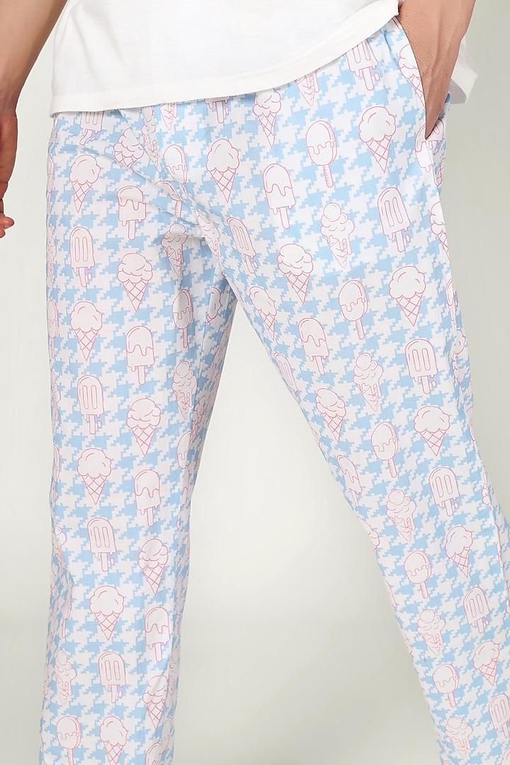 Blue Organic Cotton Pyjama Pants by THE PINK ELEPHANT MEN at Pernia's Pop Up Shop
