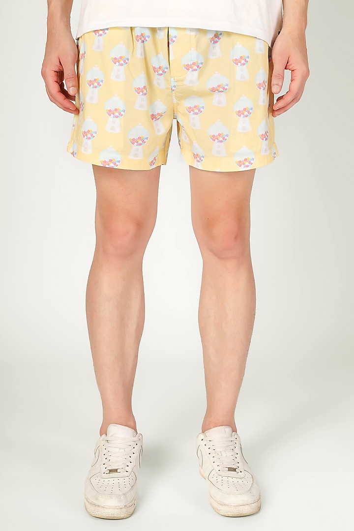 Yellow Organic Cotton Shorts by THE PINK ELEPHANT MEN