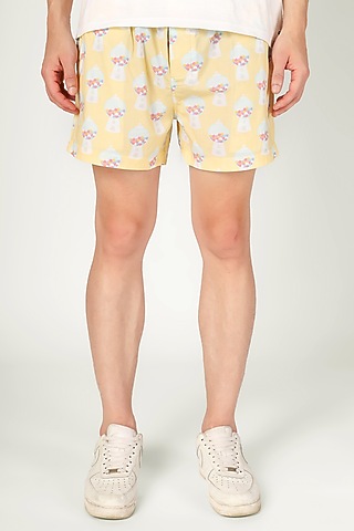 Yellow Organic Cotton Shorts by THE PINK ELEPHANT MEN