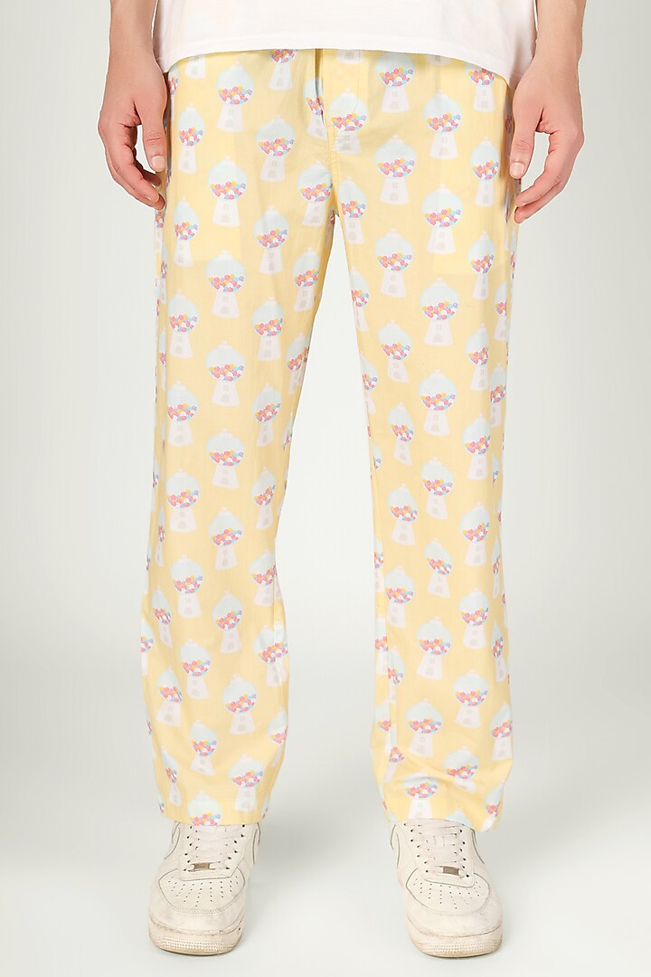 Yellow Organic Cotton Pyjama Pants by THE PINK ELEPHANT MEN