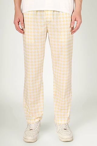 Light Yellow Organic Cotton Pyjama Pants by THE PINK ELEPHANT MEN