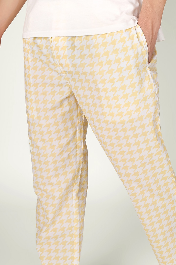 Light Yellow Organic Cotton Pyjama Pants by THE PINK ELEPHANT MEN at Pernia's Pop Up Shop