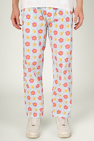 Powder Blue Organic Cotton Pyjama Pants by THE PINK ELEPHANT MEN