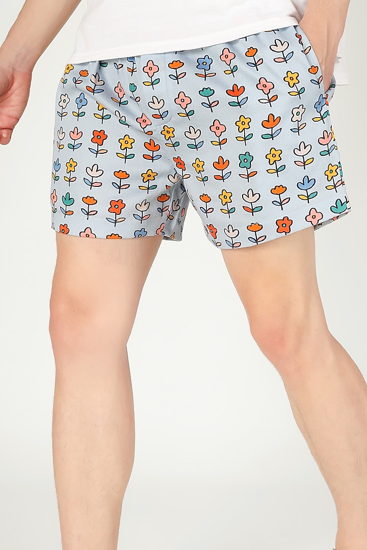 Blue Shorts In Organic Cotton by THE PINK ELEPHANT MEN at Pernia's Pop Up Shop