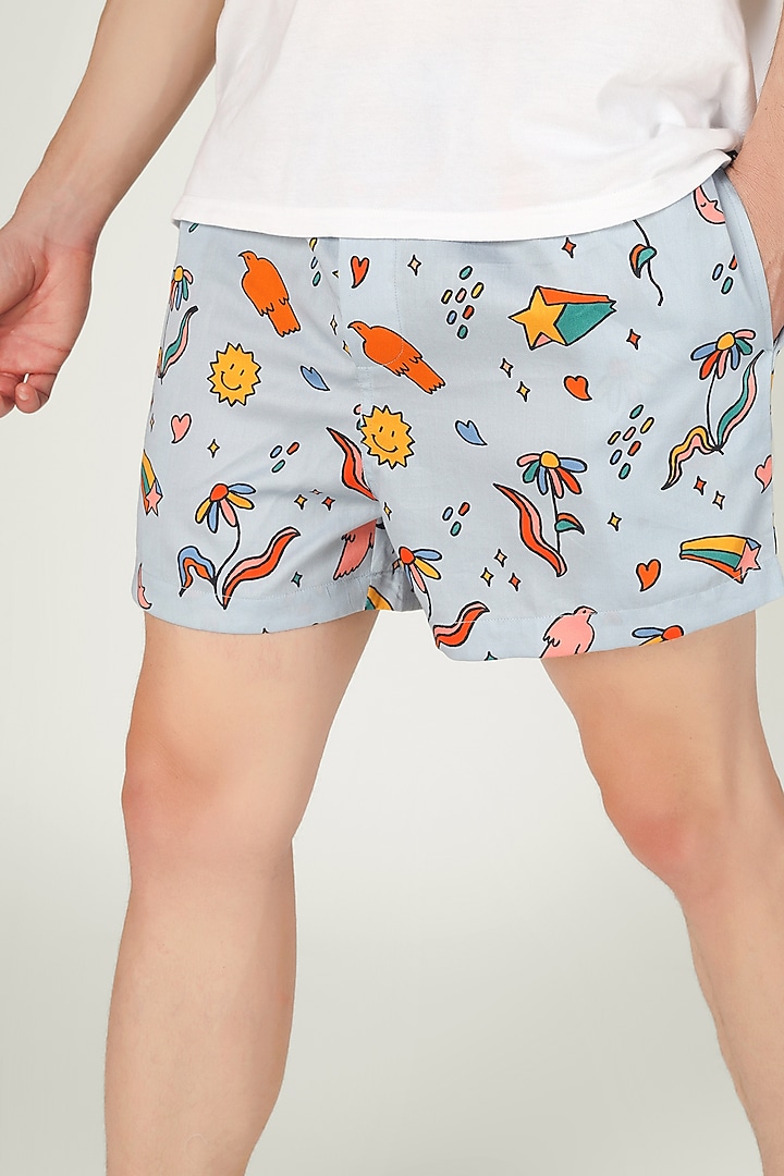 Blue Shorts In Organic Cotton by THE PINK ELEPHANT MEN at Pernia's Pop Up Shop
