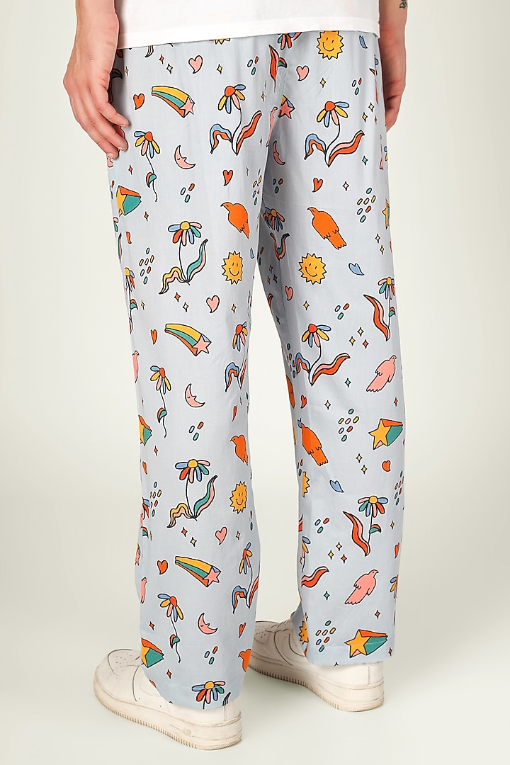 Blue Organic Cotton Pyjama Pants by THE PINK ELEPHANT MEN at Pernia's Pop Up Shop