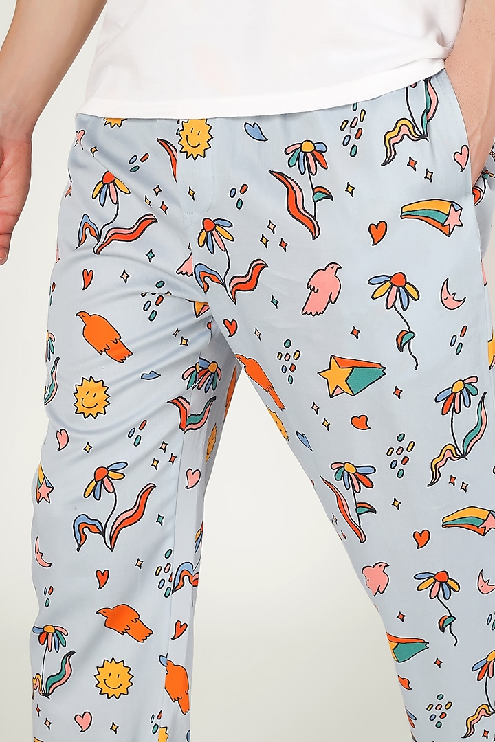 Blue Organic Cotton Pyjama Pants by THE PINK ELEPHANT MEN at Pernia's Pop Up Shop