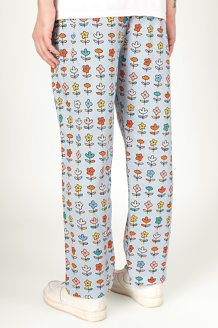 Blue Organic Cotton Pyjama Pants by THE PINK ELEPHANT MEN at Pernia's Pop Up Shop