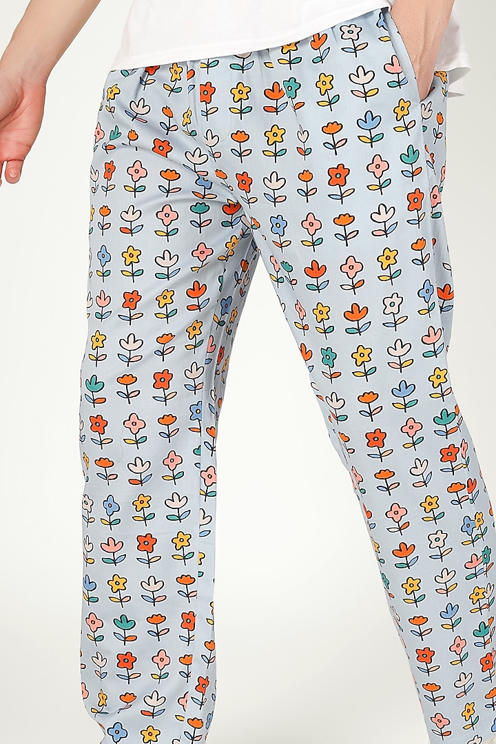 Blue Organic Cotton Pyjama Pants by THE PINK ELEPHANT MEN at Pernia's Pop Up Shop
