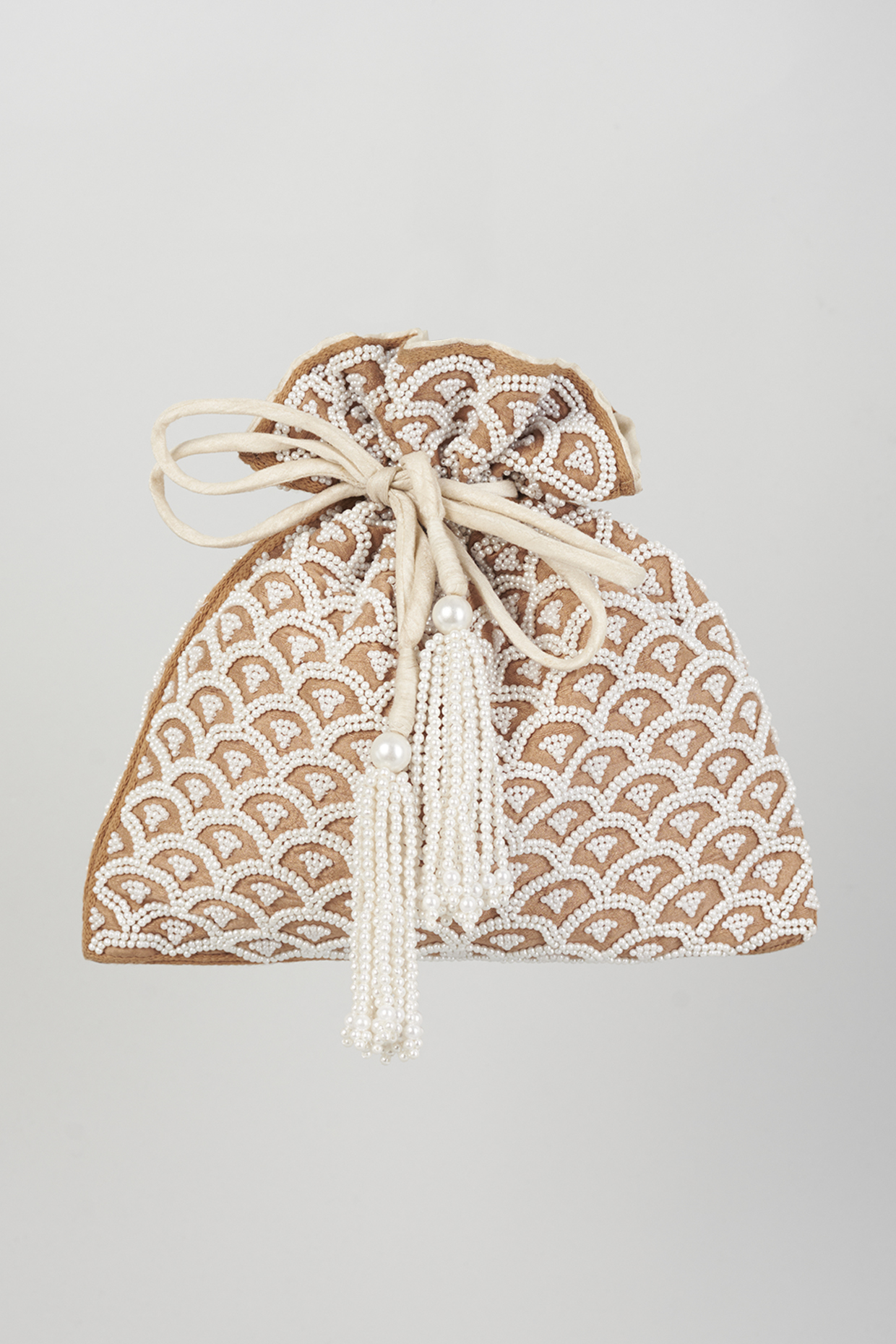 Ivory Pearl Embroidered Potli by The Pink Potli