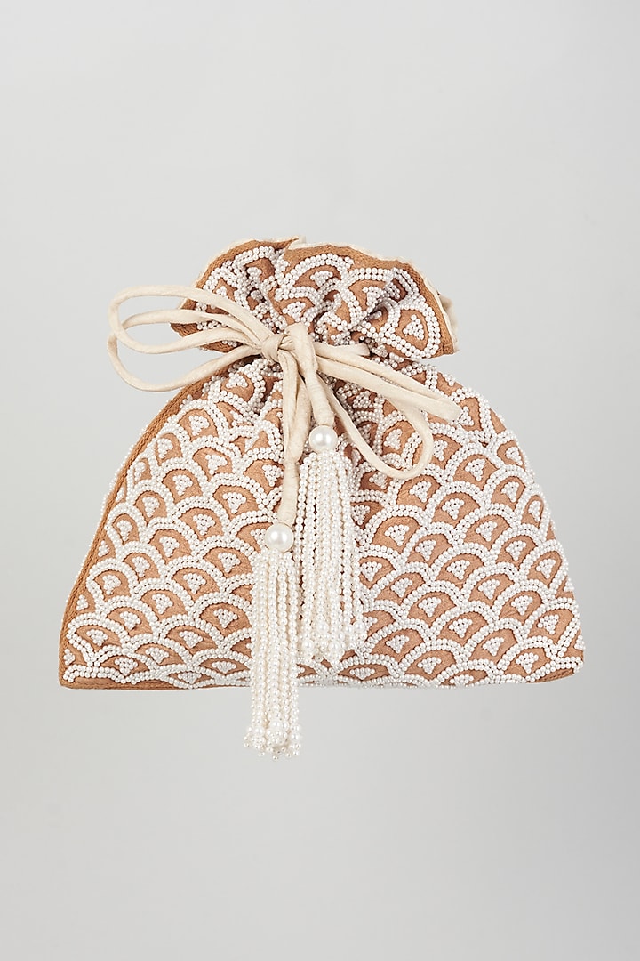 Ivory Pearl Embroidered Potli by The Pink Potli