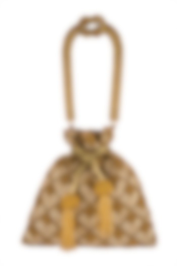 Gold Hand Embroidered Potli Bag by The Pink Potli