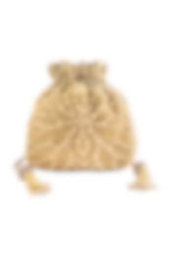 Gold Pearls Embroidered Potli by The Pink Potli at Pernia's Pop Up Shop