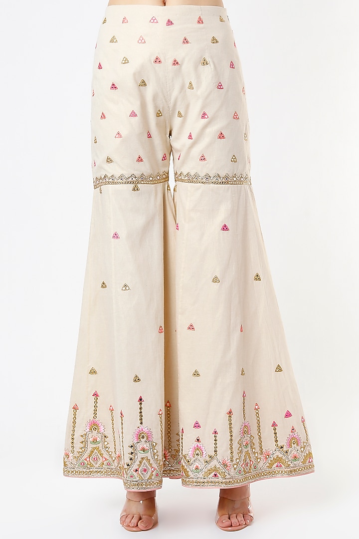Pale Pink Organza & Raw Silk Resham Embroidered Gharara Set by Tamanna Punjabi Kapoor at Pernia's Pop Up Shop