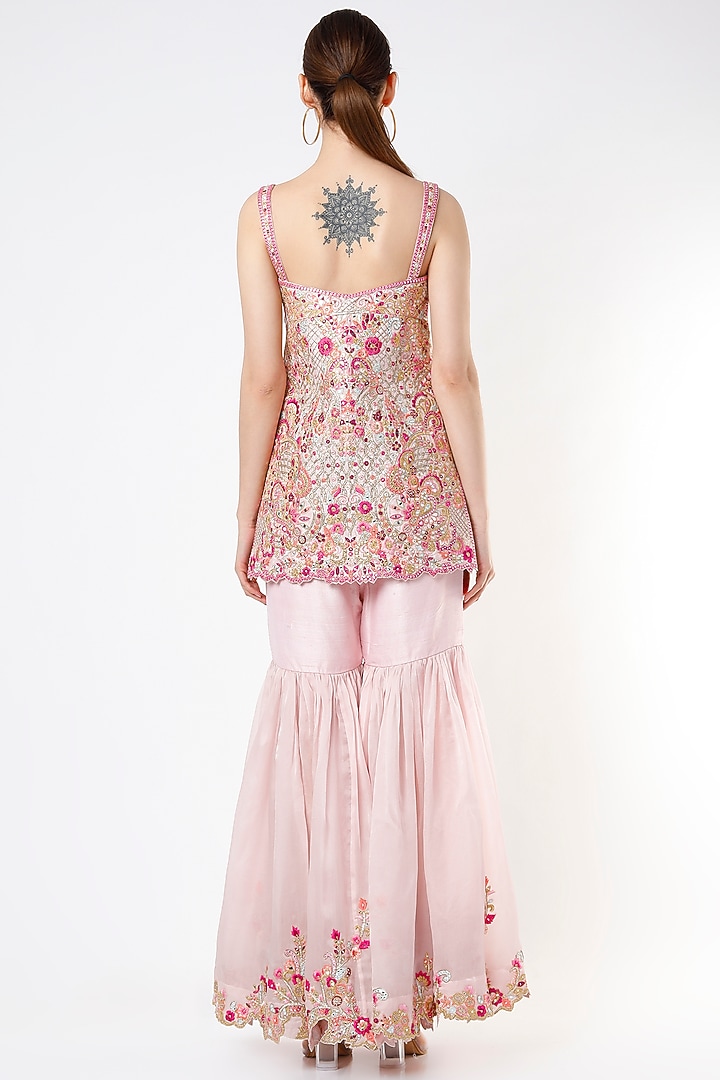 Pale Pink Embroidered Gharara Set by Tamanna Punjabi Kapoor at Pernia's Pop Up Shop