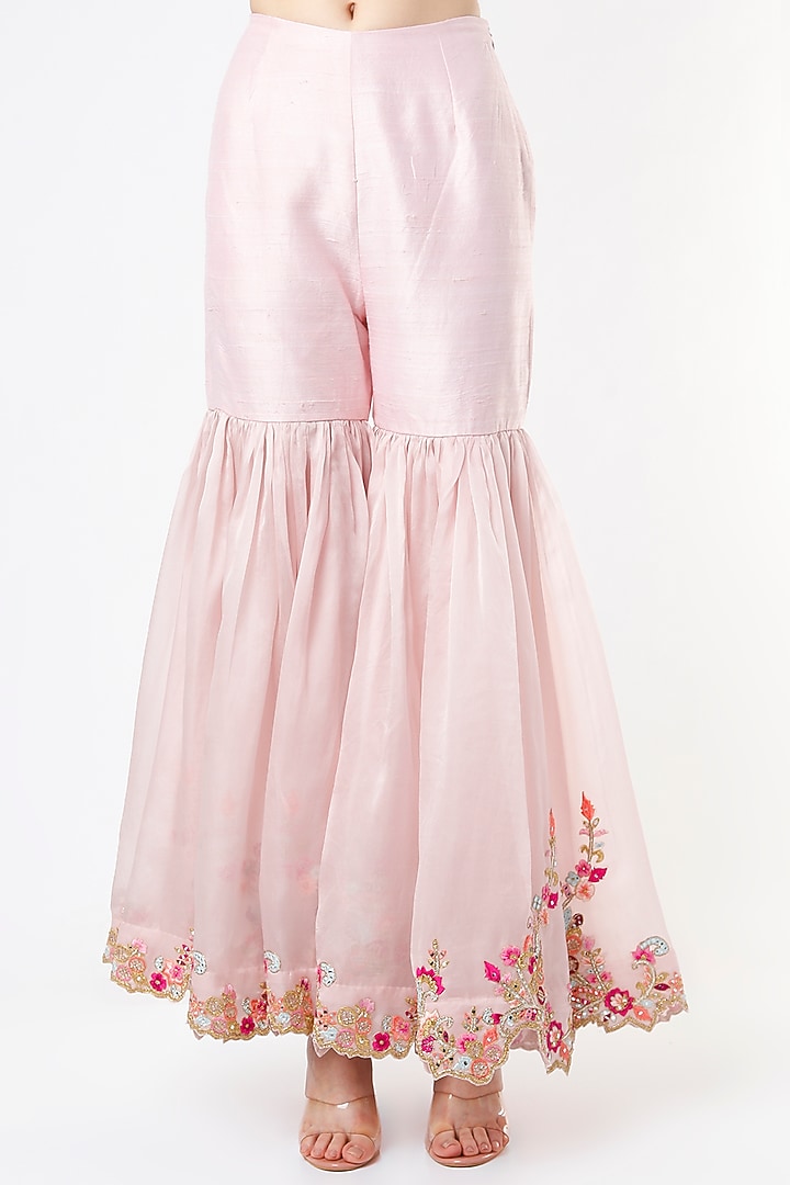 Pale Pink Embroidered Gharara Set by Tamanna Punjabi Kapoor at Pernia's Pop Up Shop
