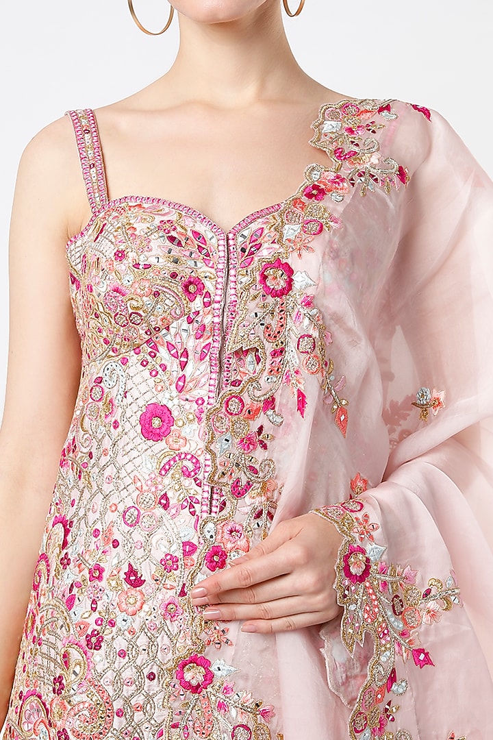 Pale Pink Embroidered Gharara Set by Tamanna Punjabi Kapoor at Pernia's Pop Up Shop