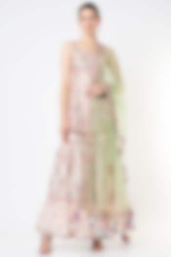Cameo Peach Chanderi Resham Embroidered Gharara Set by Tamanna Punjabi Kapoor