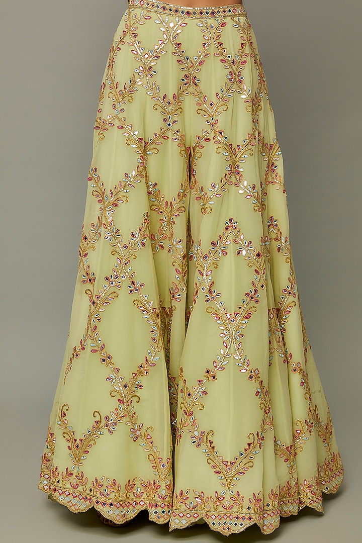 Pastel Green Georgette Embroidered Bridal Sharara Set by Tamanna Punjabi Kapoor at Pernia's Pop Up Shop