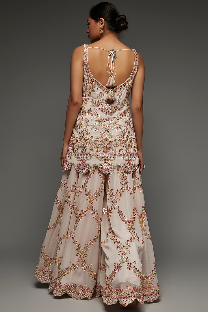 Blush Pink Georgette Bridal Sharara Set by Tamanna Punjabi Kapoor at Pernia's Pop Up Shop