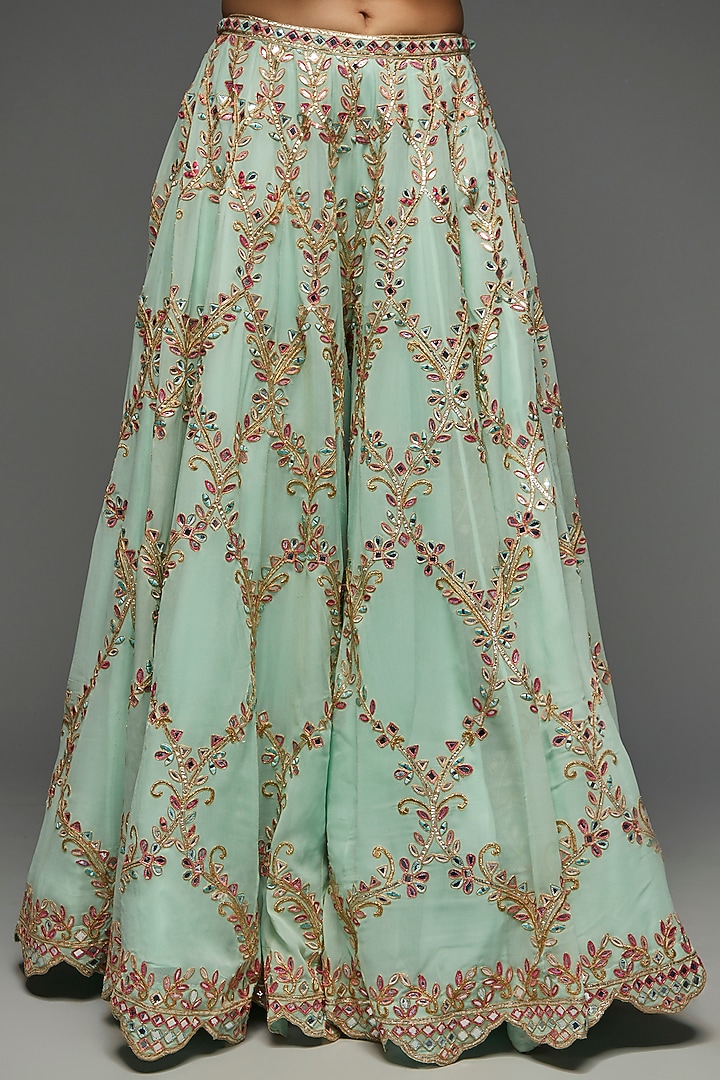 Powder Blue Georgette Bridal Sharara Set by Tamanna Punjabi Kapoor at Pernia's Pop Up Shop