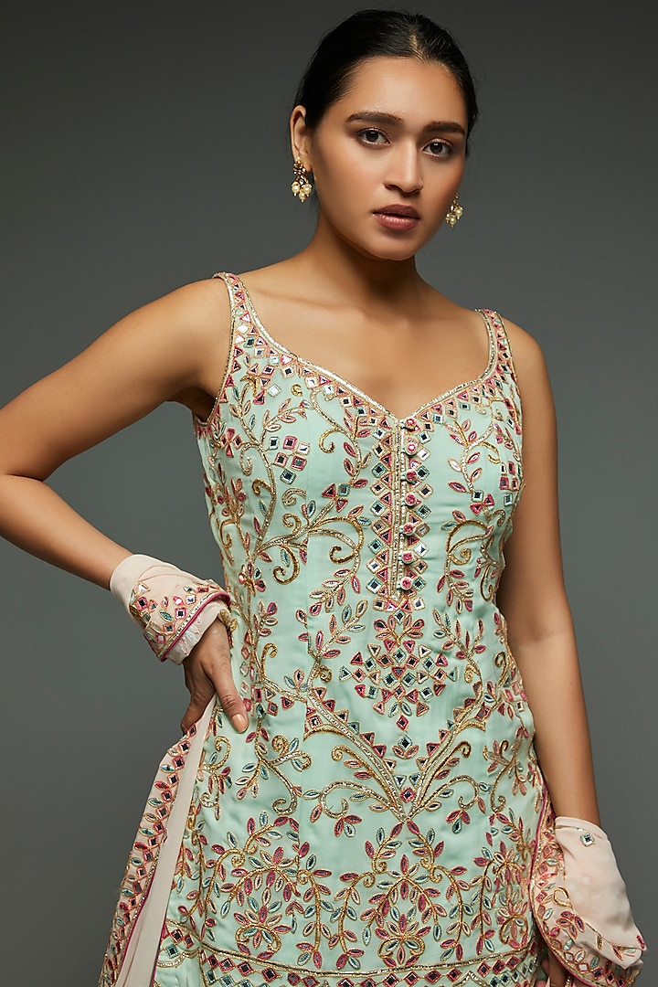Powder Blue Georgette Bridal Sharara Set by Tamanna Punjabi Kapoor at Pernia's Pop Up Shop