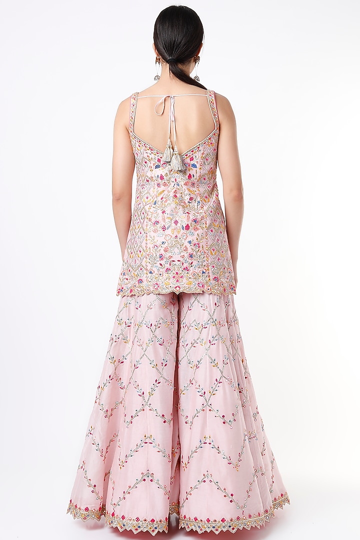 Blush Pink Embroidered Bridal Sharara Set by Tamanna Punjabi Kapoor at Pernia's Pop Up Shop