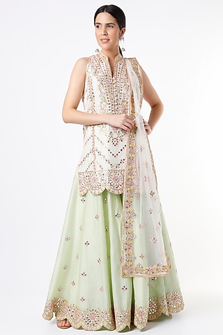 Mint Embroidered Sharara Set by Tamanna Punjabi Kapoor