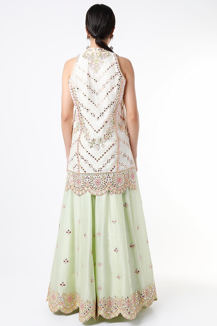Mint Embroidered Wedding Sharara Set by Tamanna Punjabi Kapoor at Pernia's Pop Up Shop