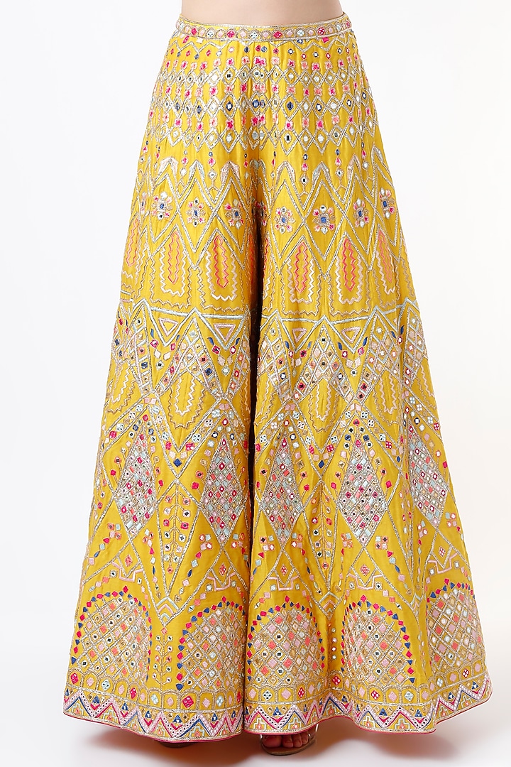 Bright Yellow Embroidered Bridal Sharara Set by Tamanna Punjabi Kapoor at Pernia's Pop Up Shop