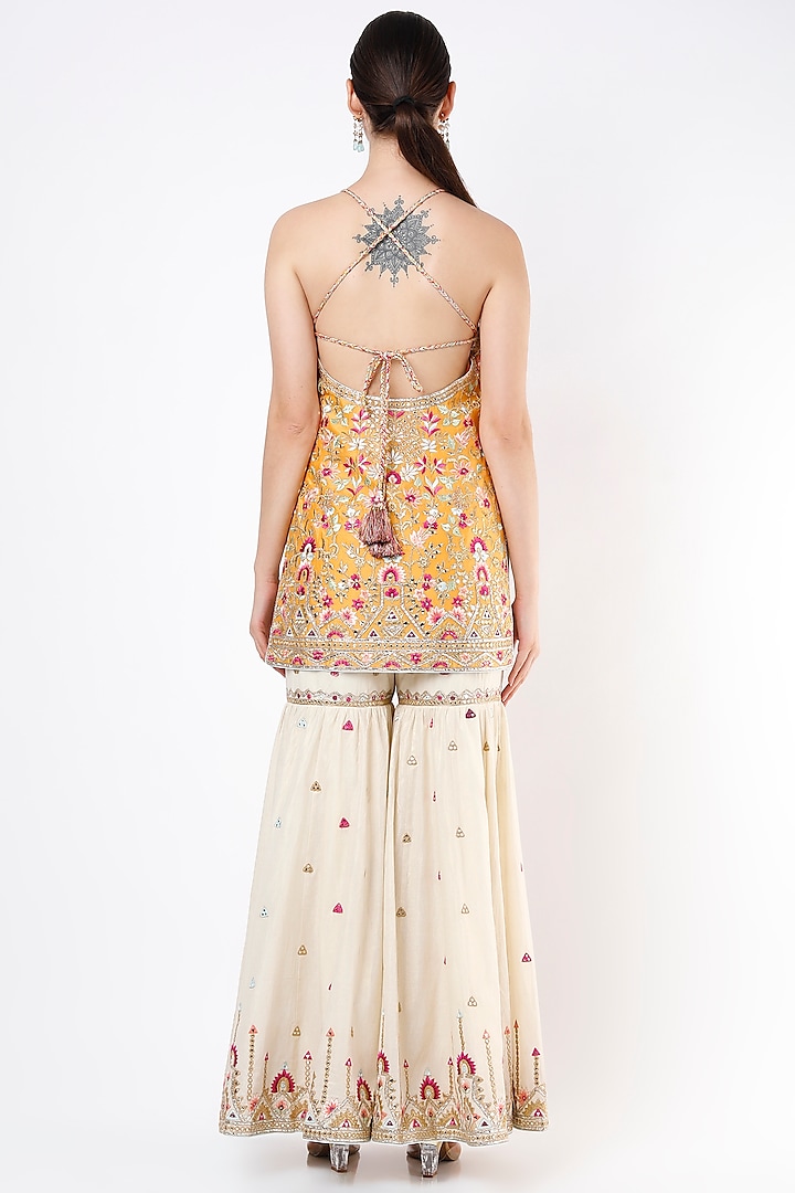 Beige Embroidered Gharara Set by Tamanna Punjabi Kapoor at Pernia's Pop Up Shop