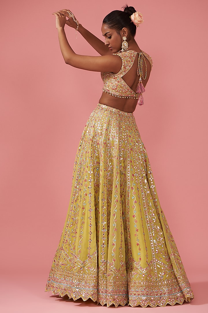 Yellow Georgette Embroidered Bridal Lehenga Set by Tamanna Punjabi Kapoor at Pernia's Pop Up Shop