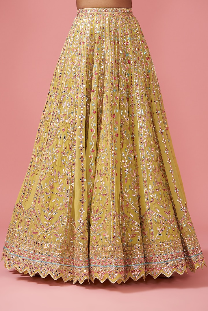 Yellow Georgette Embroidered Bridal Lehenga Set by Tamanna Punjabi Kapoor at Pernia's Pop Up Shop