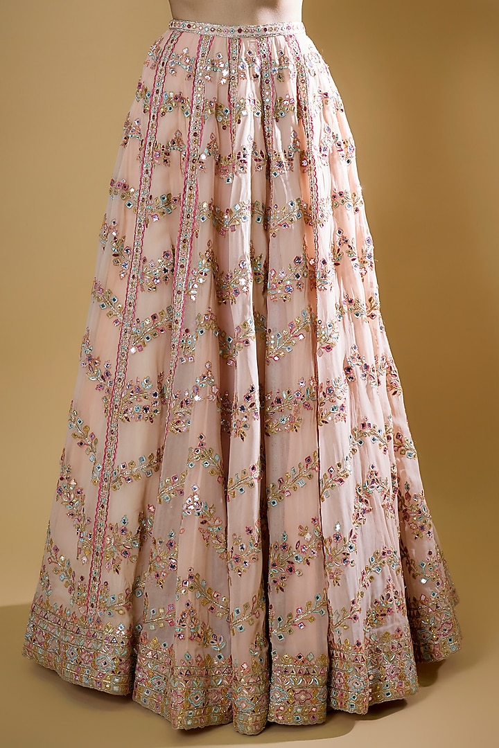 Baby Pink Georgette Embroidered Bridal Lehenga Set by Tamanna Punjabi Kapoor at Pernia's Pop Up Shop