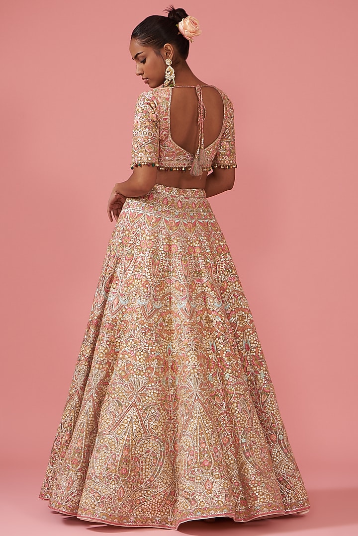 Ivory Tulle Embroidered Bridal Lehenga Set by Tamanna Punjabi Kapoor at Pernia's Pop Up Shop