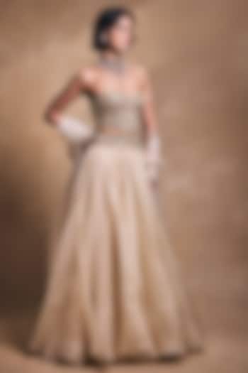 Cream Raw Silk & Organza Zari Embroidered Bridal Lehenga Set by Tamanna Punjabi Kapoor at Pernia's Pop Up Shop