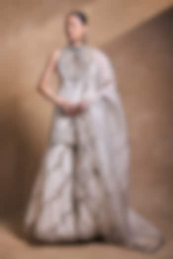 Ivory Organza & Raw Silk Zari Embroidered Gharara Set by Tamanna Punjabi Kapoor at Pernia's Pop Up Shop