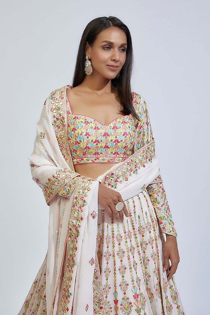 Light Pink Georgette Embroidered Bridal Lehenga Set by Tamanna Punjabi Kapoor at Pernia's Pop Up Shop