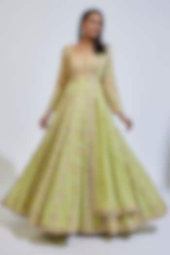 Green Georgette Embroidered Bridal Anarkali Set by Tamanna Punjabi Kapoor at Pernia's Pop Up Shop