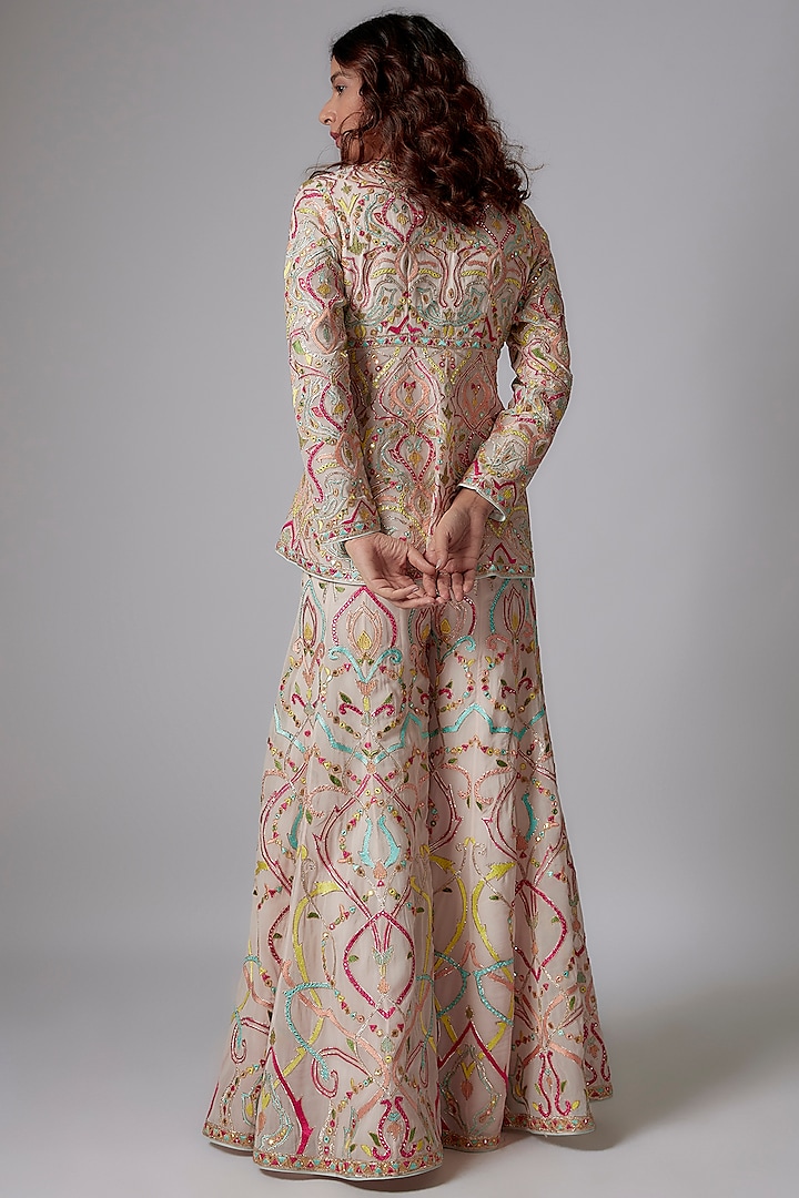 Pink Georgette Embroidered Bridal Sharara Set by Tamanna Punjabi Kapoor at Pernia's Pop Up Shop