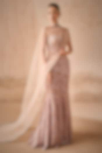 Mauve Pink Georgette Sequins Embroidered Bridal Lehenga Set by Tamanna Punjabi Kapoor at Pernia's Pop Up Shop