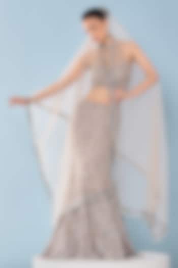 Grey Georgette Sequins Embroidered Bridal Lehenga Set by Tamanna Punjabi Kapoor at Pernia's Pop Up Shop