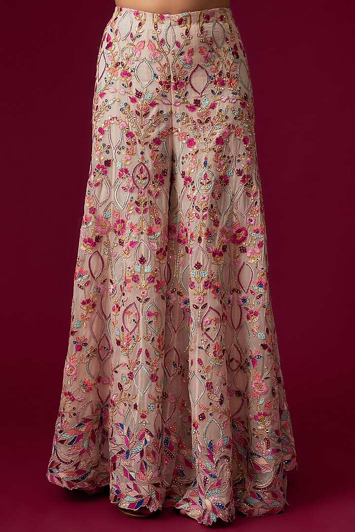 Pink Chanderi Silk Embroidered Bridal Sharara Set by Tamanna Punjabi Kapoor at Pernia's Pop Up Shop