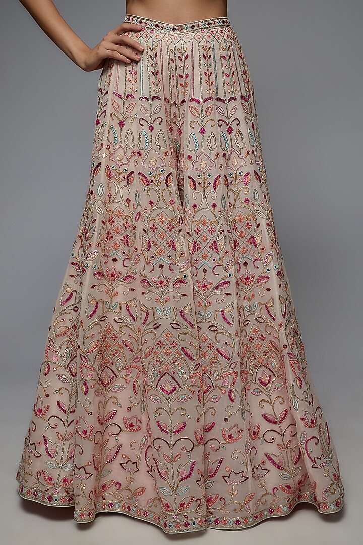 Light Pink Georgette Embroidered Bridal Sharara Set by Tamanna Punjabi Kapoor at Pernia's Pop Up Shop