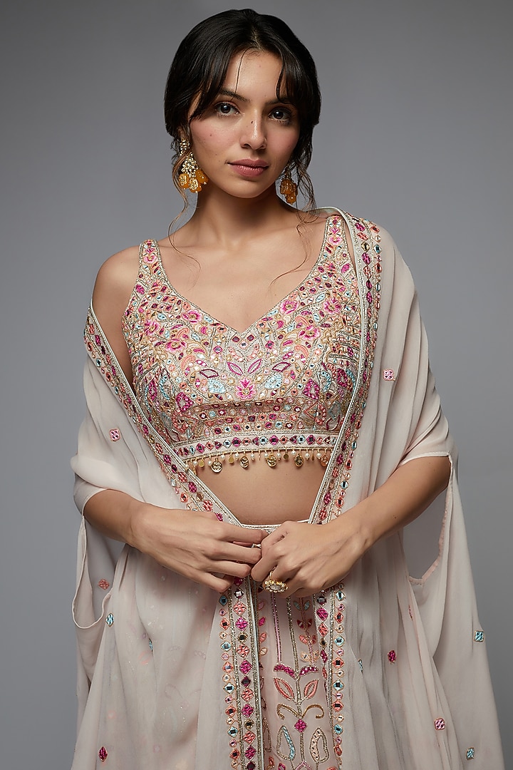 Light Pink Georgette Embroidered Bridal Sharara Set by Tamanna Punjabi Kapoor at Pernia's Pop Up Shop