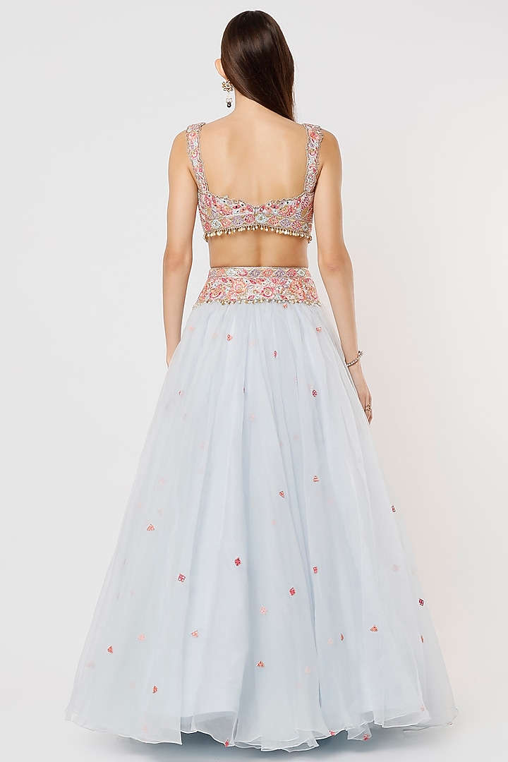 Powder Blue Embroidered Wedding Lehenga Set by Tamanna Punjabi Kapoor at Pernia's Pop Up Shop