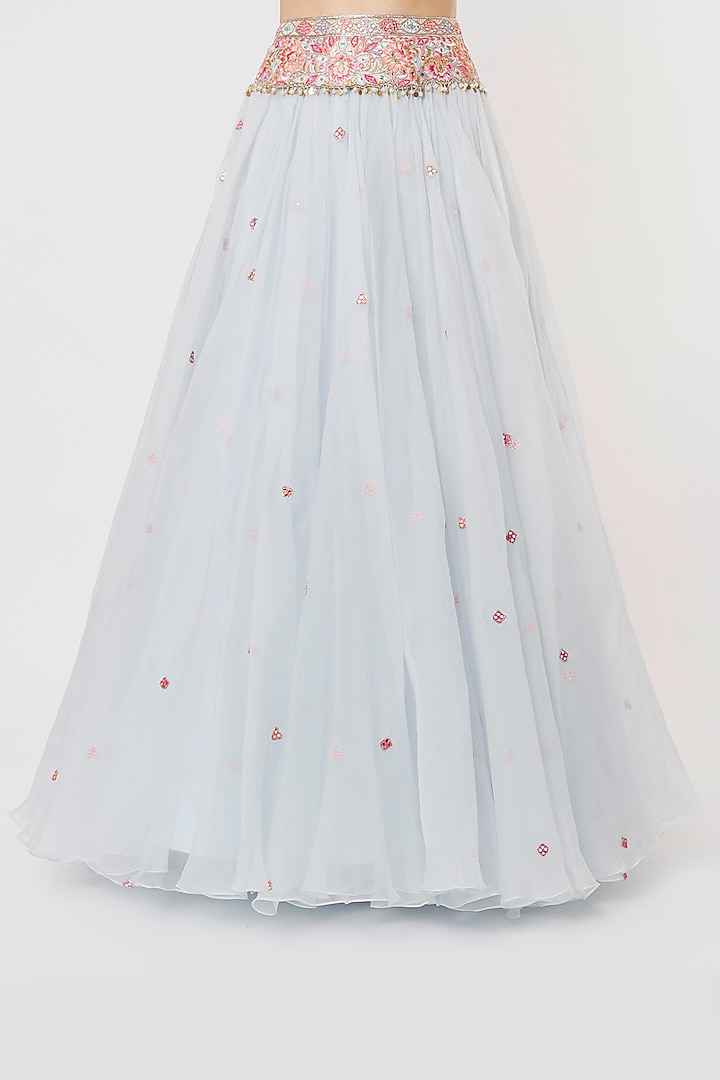 Powder Blue Embroidered Wedding Lehenga Set by Tamanna Punjabi Kapoor at Pernia's Pop Up Shop