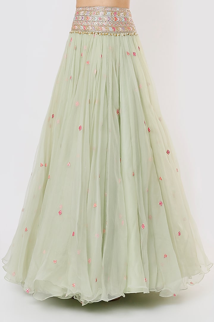 Pale Green Embroidered Wedding Lehenga Set by Tamanna Punjabi Kapoor at Pernia's Pop Up Shop